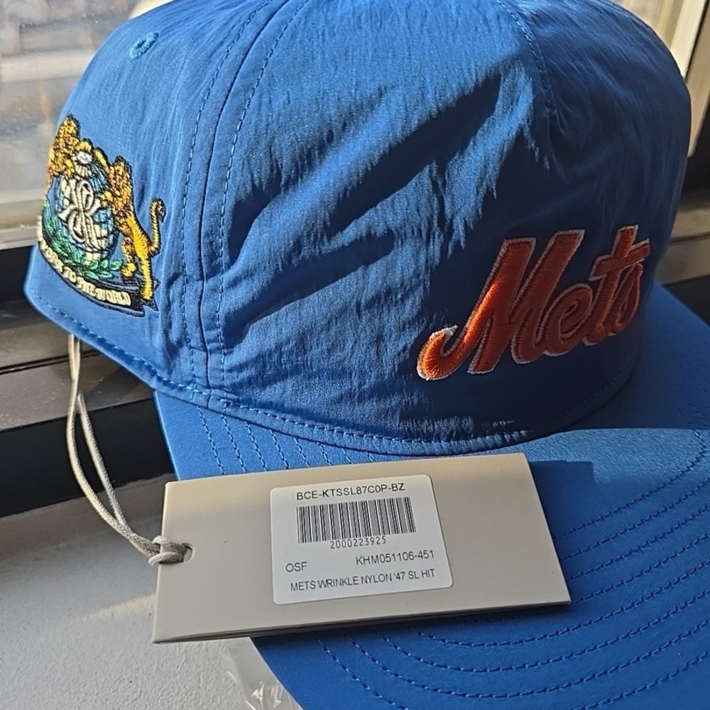 Kith 47’ Mets Wrinkle Nylon Hitch Snapback Hat Cap Royal Blue
